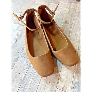 a.n.a Tan Ankle-Strap Flats